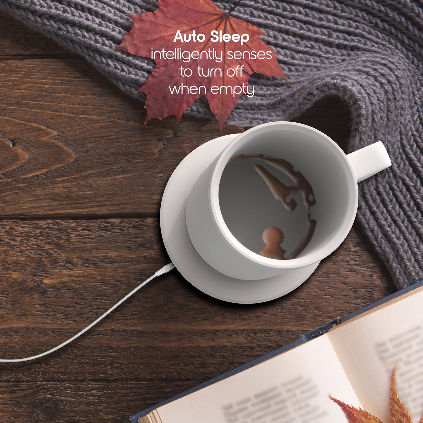 Coffee Mug & Charging Coffee Mug Warmer Coaster, 12Oz. Stainless Steel Coffee Mug with Lid, 3.5" X 3.5" X 5"