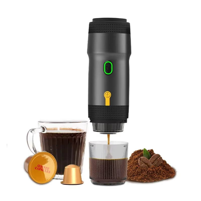Wireless Electric Portable Espresso Coffee Machine for Car & Home Camping Coffee Maker 3-In-1 Capsule Powder Travel Coffee Maker