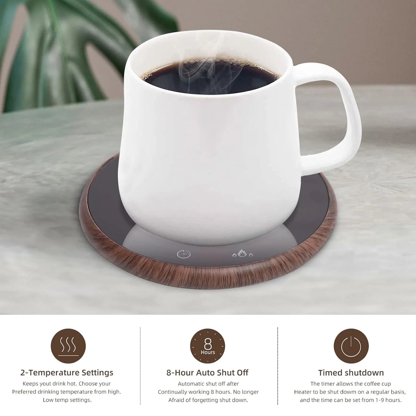 Mug Warmer,Coffee Warmer with Timer,Cup Warmer with 2 Temperature Settings & LED Display for Home Office