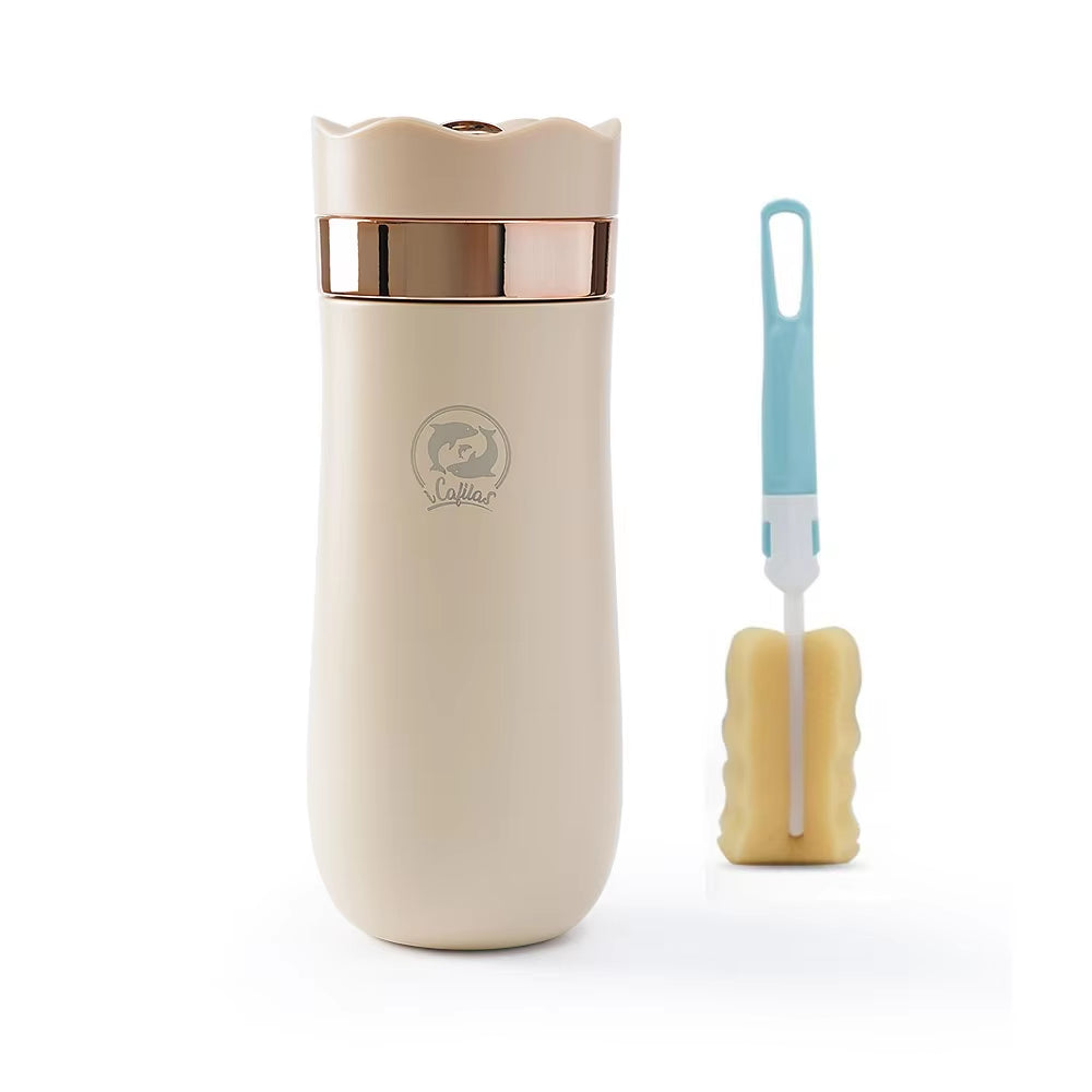 Portable French Press Pot 320Ml Travel Coffee Maker Stainless Steel Double-Walled Coffee Tea Bottle & Plastic Coffee Pot