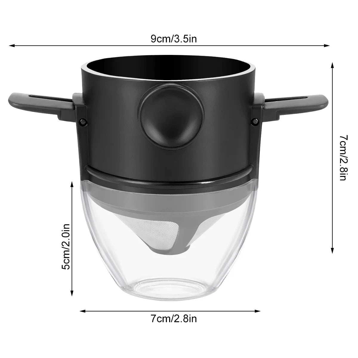 Pcapzz ,Portable Stainless Steel Reusable Coffee Filter, Mini Collapsible Paperless Single Serve 1-2 Cup Coffee Dripper Cup Travel Camping Offices Backpacking