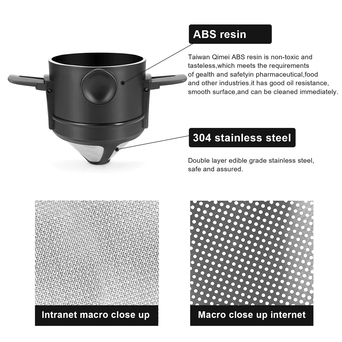 Pcapzz ,Portable Stainless Steel Reusable Coffee Filter, Mini Collapsible Paperless Single Serve 1-2 Cup Coffee Dripper Cup Travel Camping Offices Backpacking