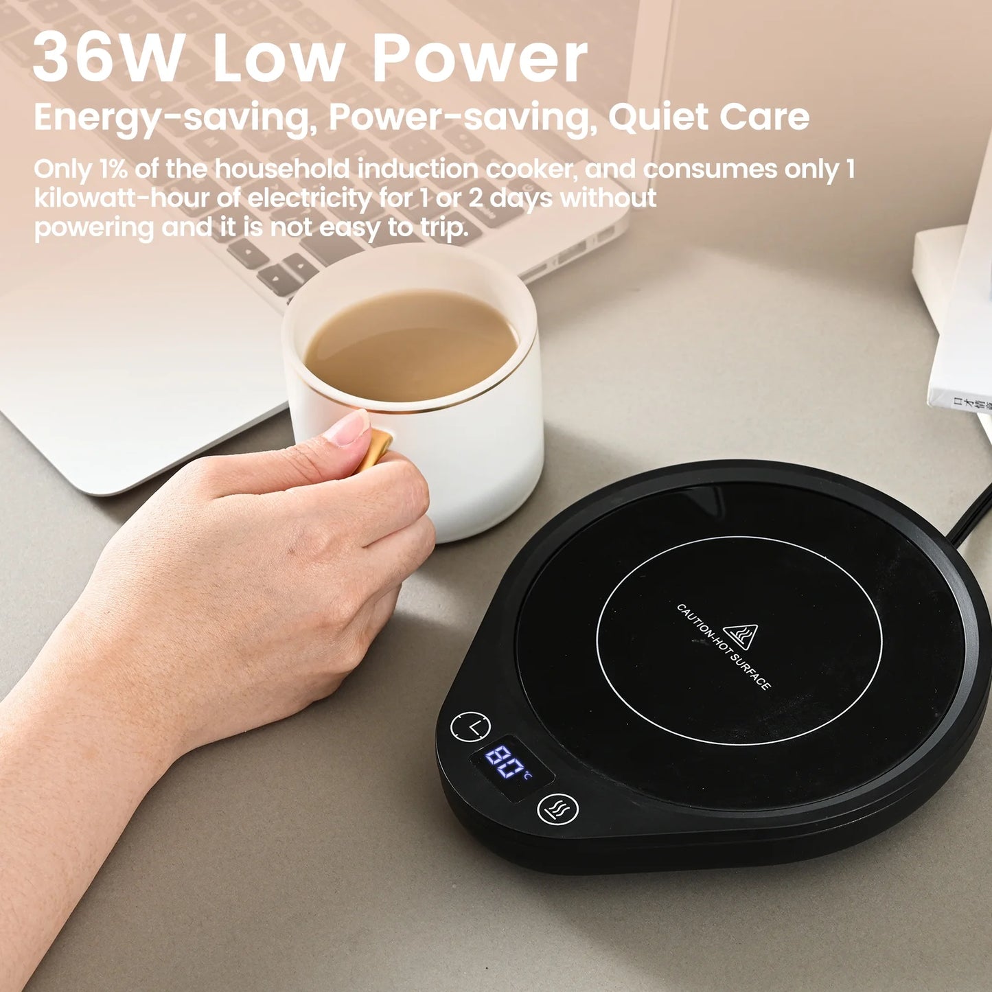 Black Coffee Mug Warmer, Cup Warmer with 3-TEM Settings, 2H-12H Auto Shut off Electric Cup Warmer with Digital Display for Desk Office Home Use, for Coffee/Milk/Tea/Beverage