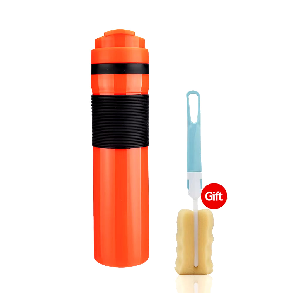 Portable French Press Pot 320Ml Travel Coffee Maker Stainless Steel Double-Walled Coffee Tea Bottle & Plastic Coffee Pot