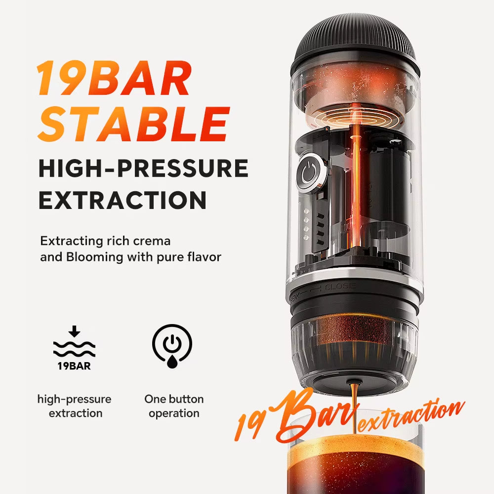 Portable Espresso Coffee Machine for Car & Home Automatic Italian Coffee Maker Fits Original Illy Pod Capsule Ground Coffee