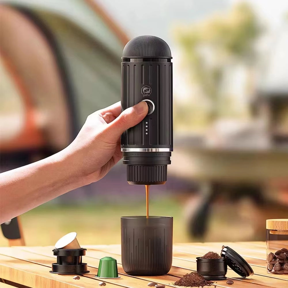 Portable Espresso Coffee Machine for Car & Home Automatic Italian Coffee Maker Fits Original Illy Pod Capsule Ground Coffee