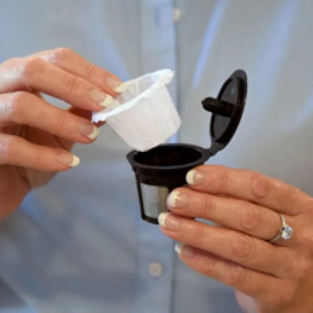 100 Pcs Disposable Paper Filter Cups for Reusable Coffee Pods K-Cup Single Serve EZ Cups