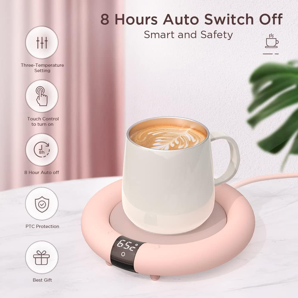 2021 New Smart Coffee Mug Warmer for Desk with Auto Shut Off, 3 Temperature Setting Touch Switch LED Display 20W Cup Warmer for Coffee Tea Milk Beverage Warming Coffee Gift