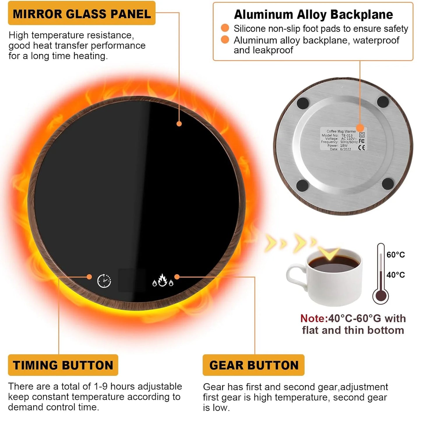 Mug Warmer,Coffee Warmer with Timer,Cup Warmer with 2 Temperature Settings & LED Display for Home Office