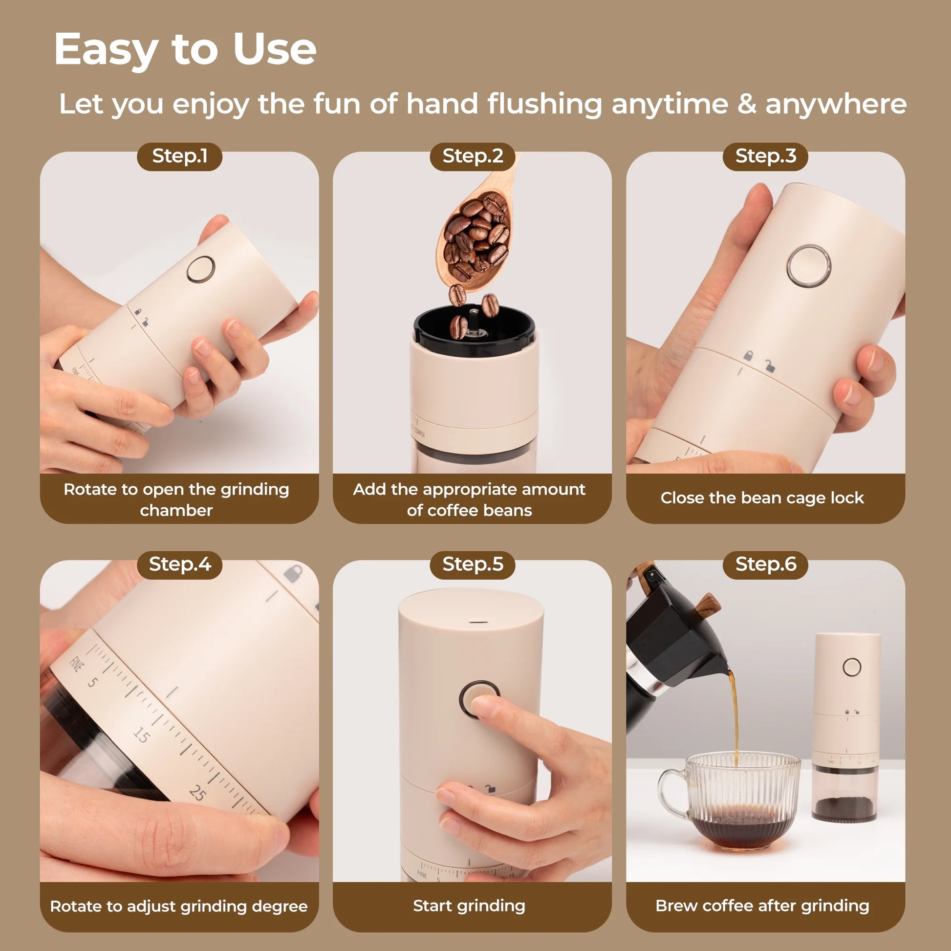 Portable Electric Coffee Grinder for Beans, Mini Espresso Grinder Usb Rechargeable with 38 Grind Settings, Cordless Burr Coffee Grinder for Home Use, Coffee Maker