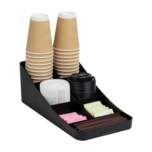 Cup and Condiment Station, Countertop Organizer, Coffee Bar, Black