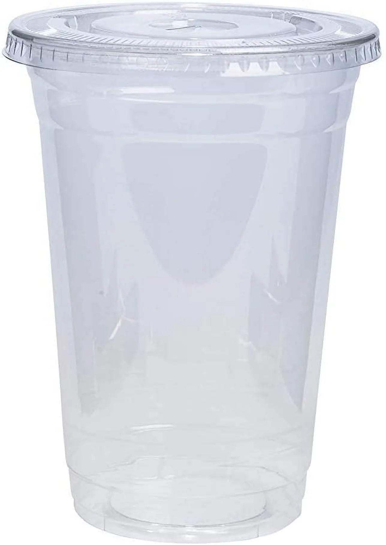 Clear Plastic Cups 20 Oz Disposable Coffee Cups with Lids, 100-Pack