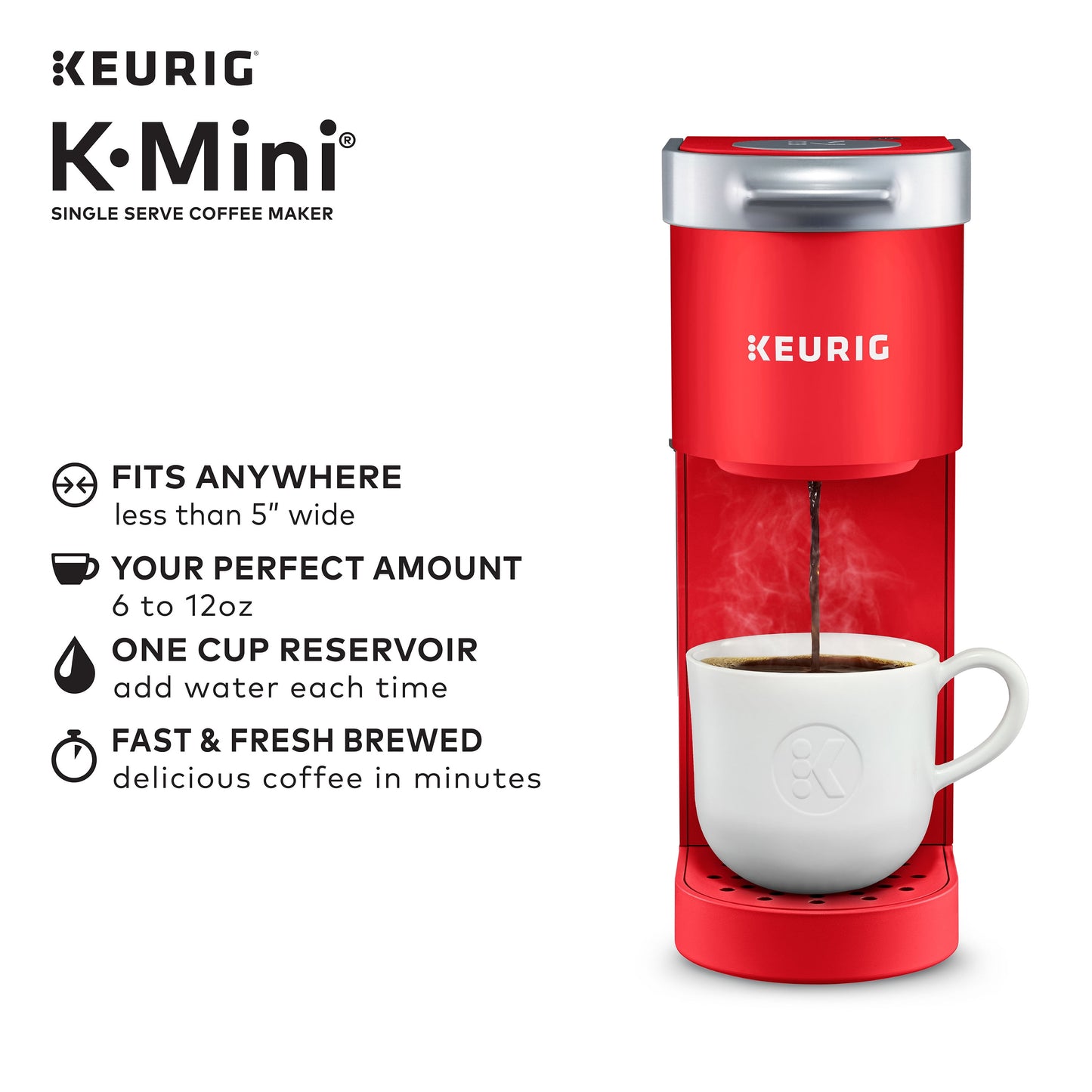 K-Mini Single Serve K-Cup Pod Coffee Maker, Poppy Red