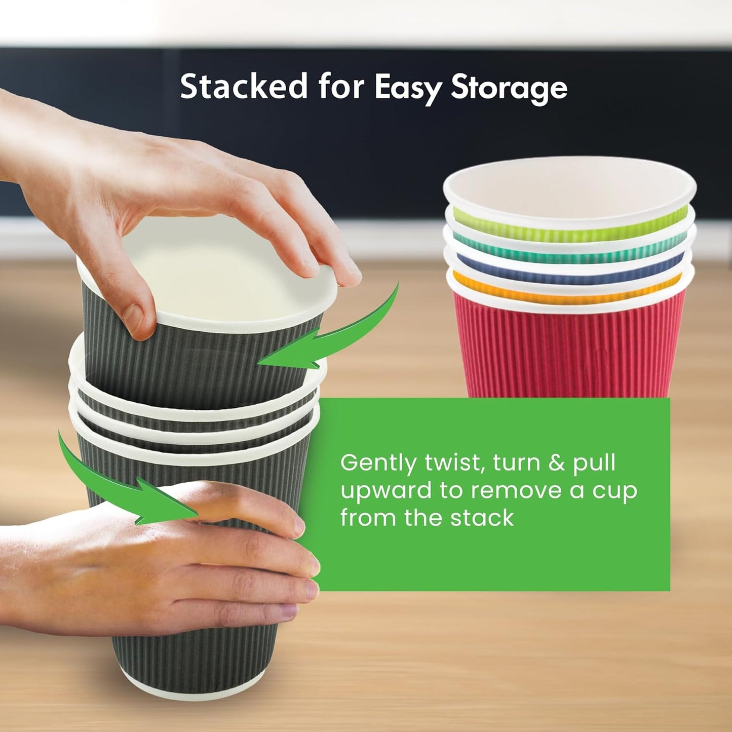 -12 Ounce Disposable Coffee Cups, 25 Double Wall Hot Cups for Coffee - Lids Sold Separately, Rolled Rim, Orange Paper Insulated Coffee Cups, for Hot Coffee, Tea, and More