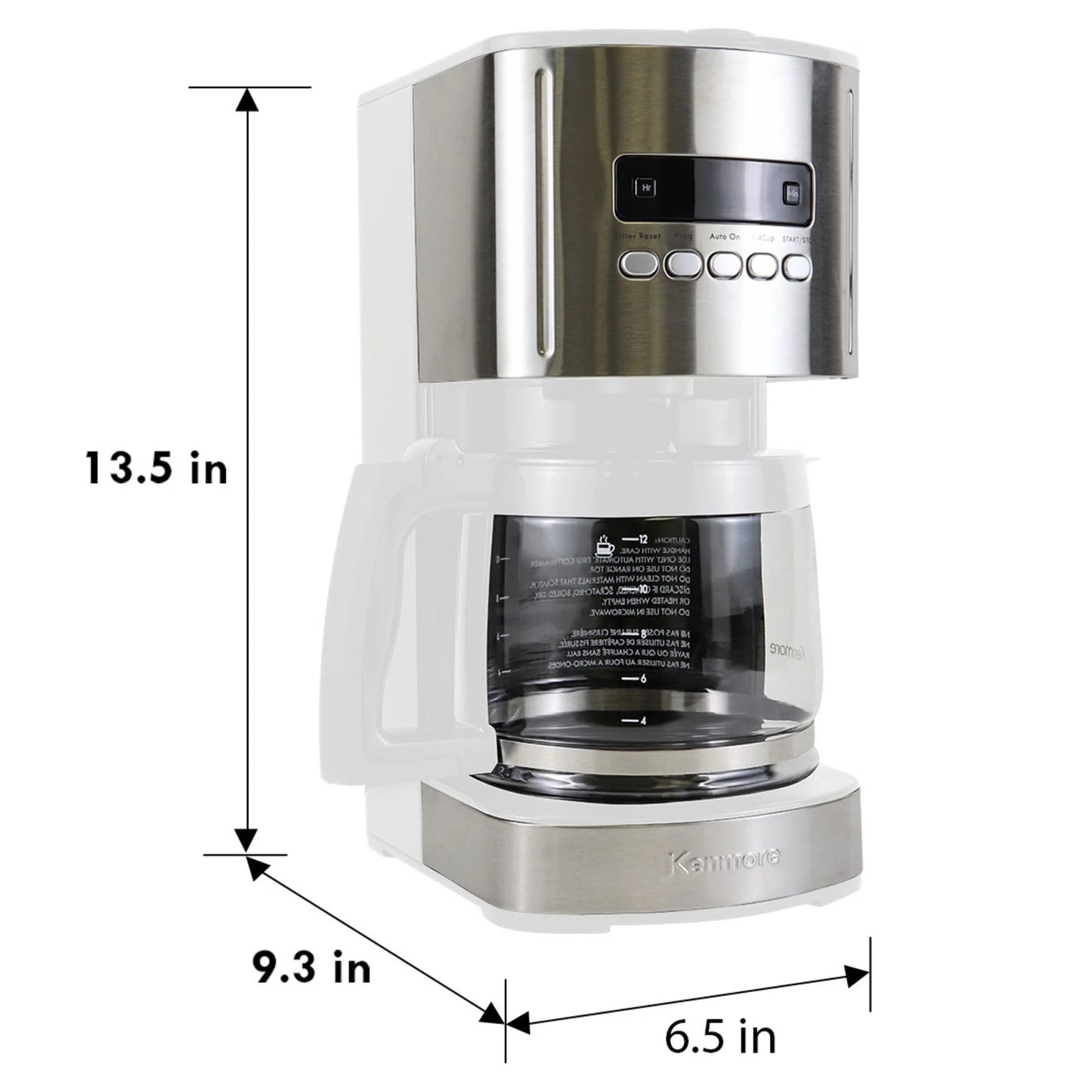 12-Cup Drip Coffee Maker, Programmable Coffee Machine, White