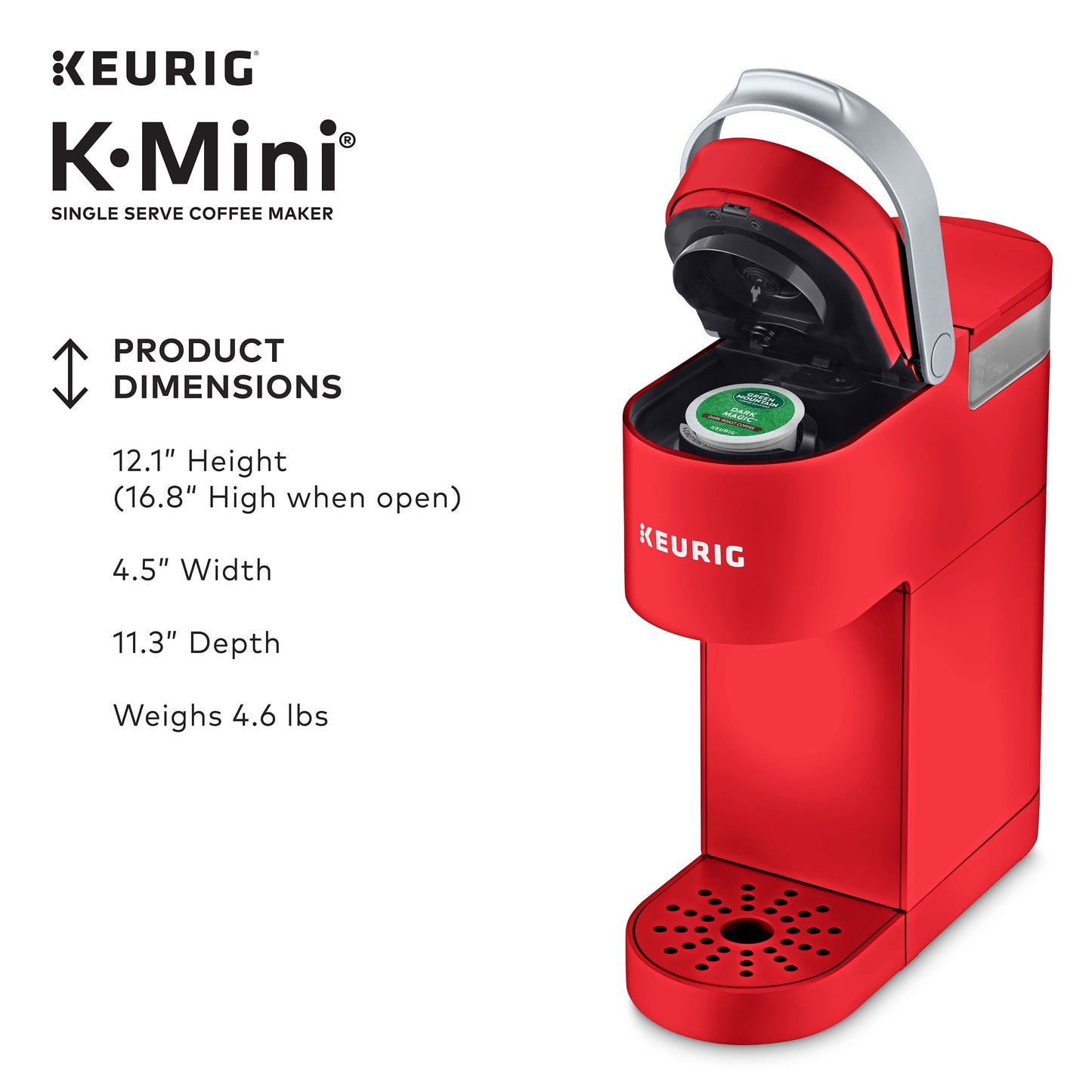 K-Mini Single Serve K-Cup Pod Coffee Maker, Poppy Red