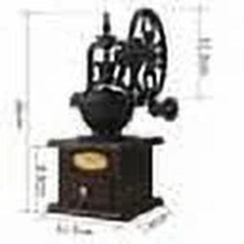 Antique Cast Iron Hand Crank Mill Manual Coffee Grinder W Wood Drawer