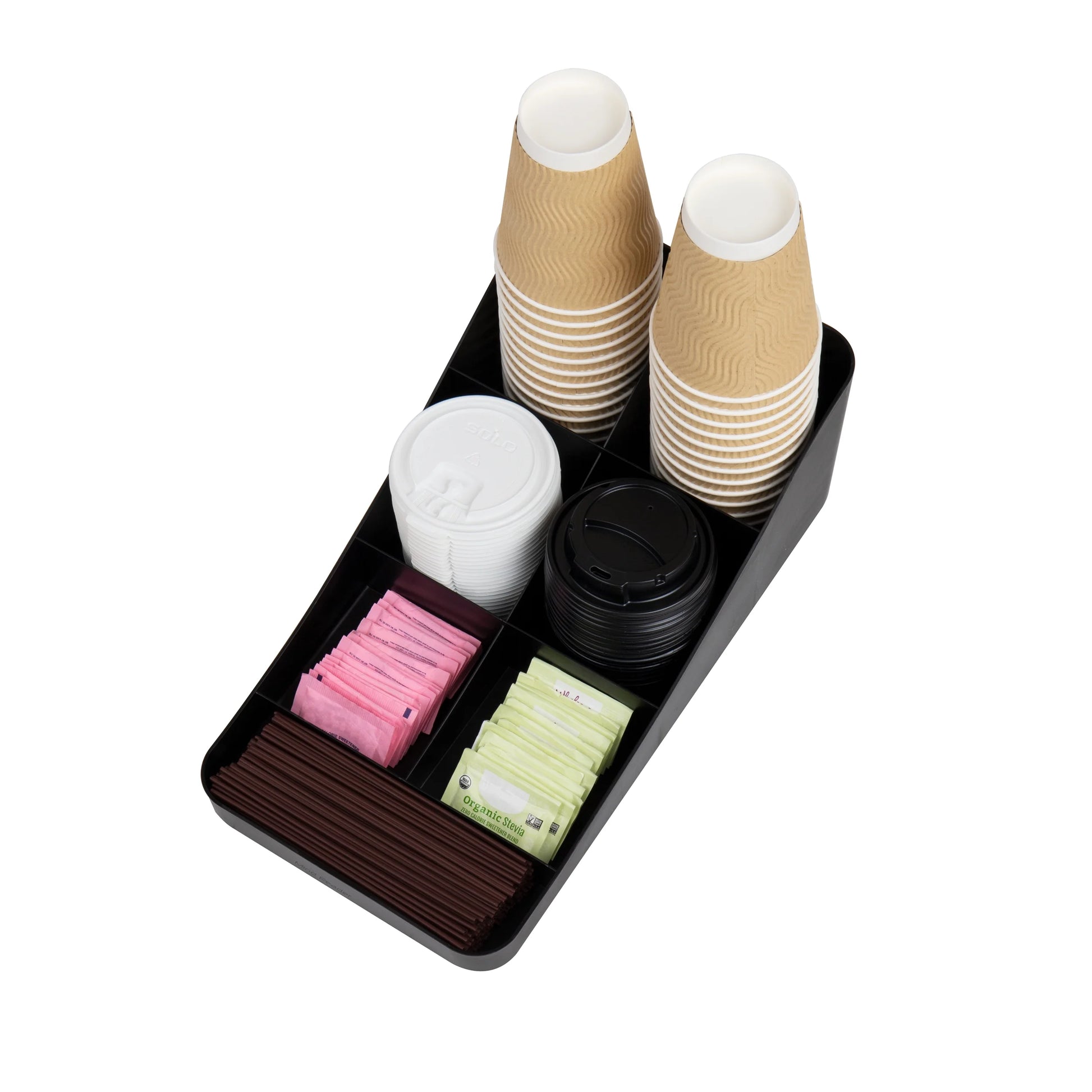 Cup and Condiment Station, Countertop Organizer, Coffee Bar, Black