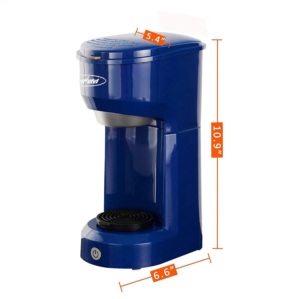 Single Serve Coffee Maker Brewer for Single Cup Capsule with 6-14OZ Reservoir One-Touch Button Coffee Machines Blue