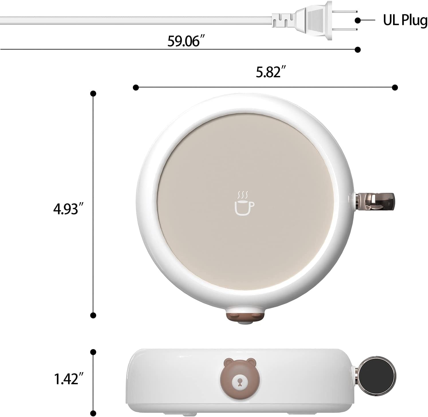 Coffee Warmer Smart Coffee Mug Warmer for Desk Auto Shut Off, 3 Temperature Setting LED Display 20W Cup Warmer for Coffee Tea Milk Beverage Candle Wax Warming Coffee Gifts Office - No Cup White