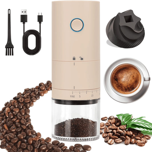 Portable Electric Coffee Grinder for Beans, Mini Espresso Grinder Usb Rechargeable with 38 Grind Settings, Cordless Burr Coffee Grinder for Home Use, Coffee Maker