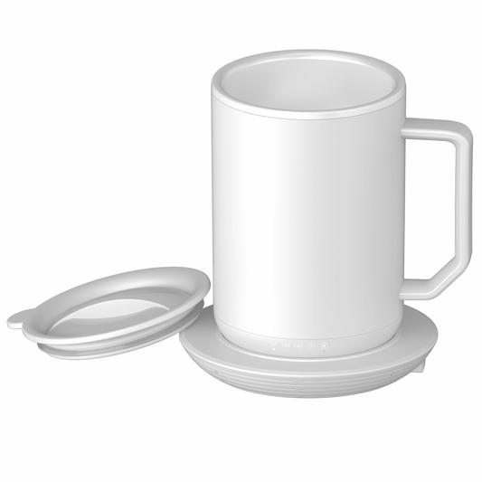 Coffee Mug & Charging Coffee Mug Warmer Coaster, 12Oz. Stainless Steel Coffee Mug with Lid, 3.5" X 3.5" X 5"